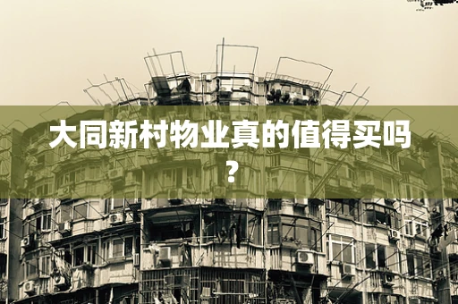 大同新村物业真的值得买吗？