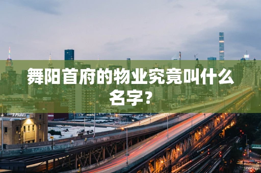 舞阳首府的物业究竟叫什么名字？