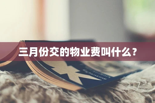 三月份交的物业费叫什么？