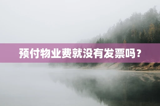 预付物业费就没有发票吗？