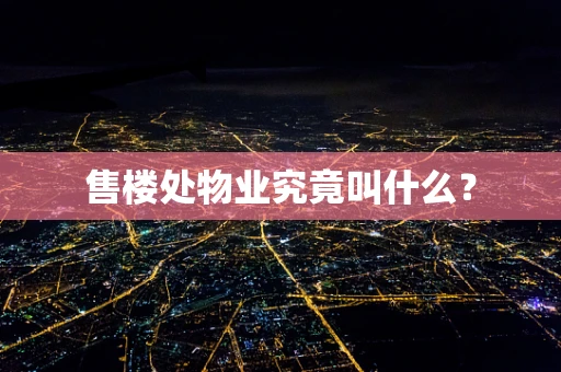 售楼处物业究竟叫什么？