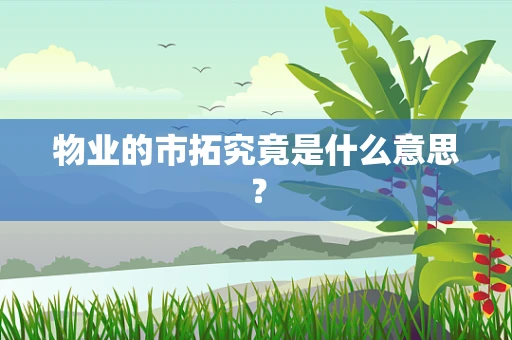 物业的市拓究竟是什么意思？