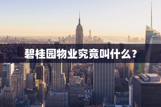 碧桂园物业究竟叫什么？